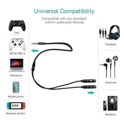 3.5mm Audio Y Splitter Cable 2 Female to 1 Male Cables Adapter AUX Cable Headset Splitter Adapter for Earphone MP3 Accessories
