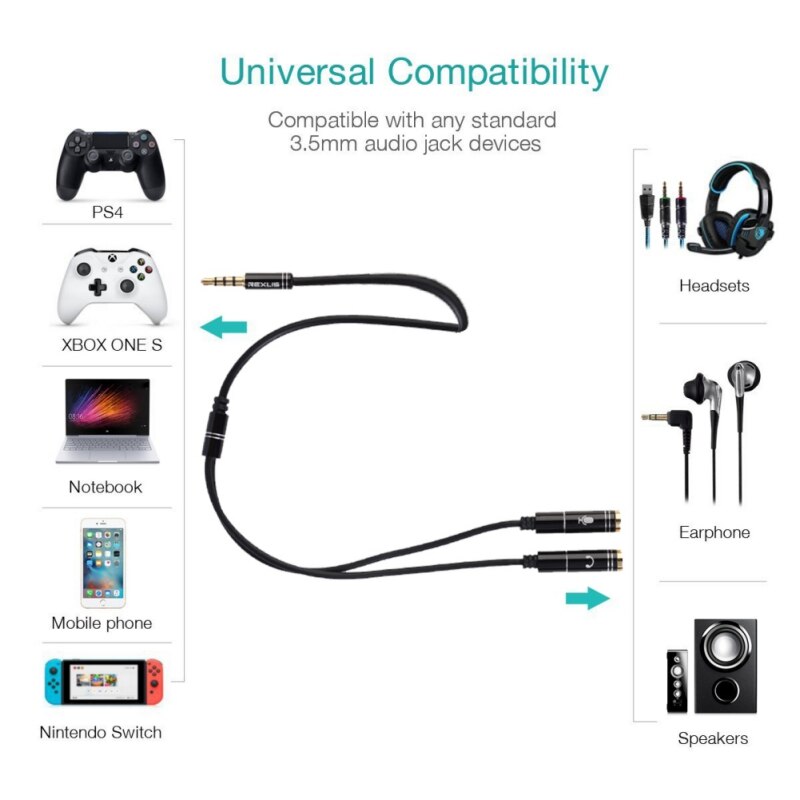 3.5mm Audio Y Splitter Cable 2 Female to 1 Male Cables Adapter AUX Cable Headset Splitter Adapter for Earphone MP3 Accessories
