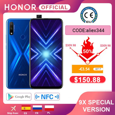 Special Version Honor 9X Smartphone 4G128G  48MP Dual Cam 6.59'' Mobile Phone Android 9 4000mAh OTA Google Play