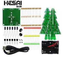 Load image into Gallery viewer, Three-Dimensional 3D Christmas Tree LED DIY Kit Red/Green/Yellow RGB LED Flash Circuit Kit Electronic Fun Suite