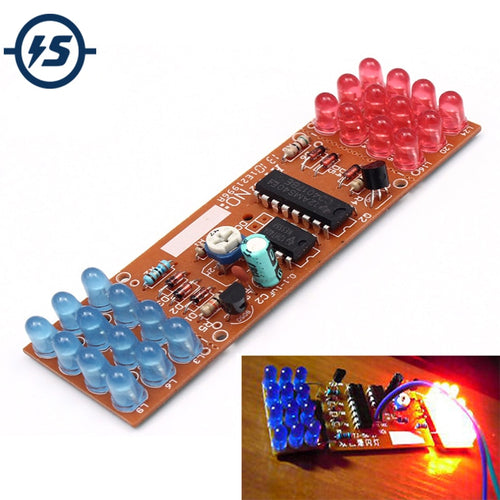 Electronic DIY Kit Red Blue Double Color Flashing Lights  Strobe NE555 + CD4017 Electronic Practice Learning Kits Suite