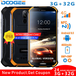 DOOGEE S40 4GNetwork Rugged Mobile Phone 5.5inch Display 4650mAh MT6739 Quad Core 3GB RAM 32GB ROM Android 9.0 8.0MP IP68/IP69K