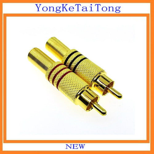 2Pair/4PCS Gold RCA Phono Male Plug Solder AV Audio Video Cable Adapter Connector