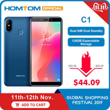 Load image into Gallery viewer, Global Version HOMTOM C1 16G ROM 5.5Inch Mobile Phone 13MP Camera Fingerprint 18:9 Display Android 8.1 MT6580A Unlock Smartphone