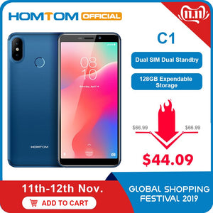 Global Version HOMTOM C1 16G ROM 5.5Inch Mobile Phone 13MP Camera Fingerprint 18:9 Display Android 8.1 MT6580A Unlock Smartphone