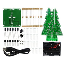 Load image into Gallery viewer, Three-Dimensional 3D Christmas Tree LED DIY Kit Red/Green/Yellow RGB LED Flash Circuit Kit Electronic Fun Suite