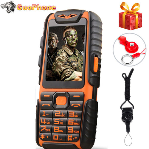 WaterProof A6 Power Bank Phone Shockproof Loud Speaker Strong Flashlight Dual SIM 2.4inch(Can ADD Rusian Keyboard)