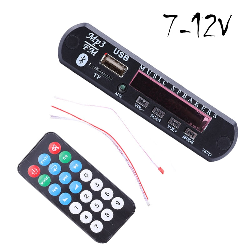 7-12V Auto Car USB Bluetooth MP3 WMA FM AUX Decoder Board Audio Module Support TF SD Card